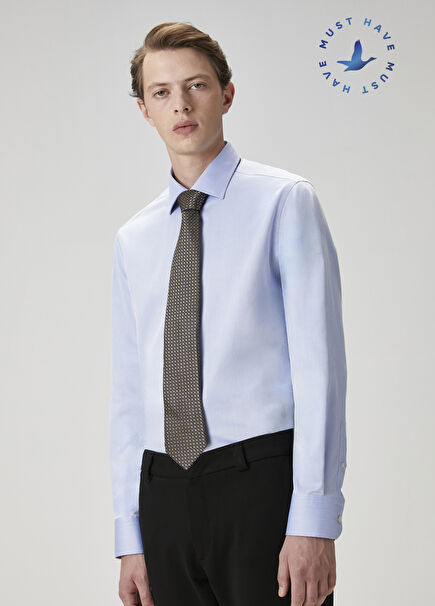 Comfort Fit Dark Blue Dobby Non-Iron Shirt