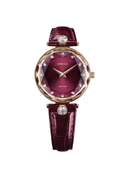 Facet Brilliant Burgundy Leather Ladies' Watch