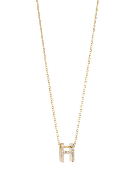 Mini Initials Diamond Women's Gold Necklace