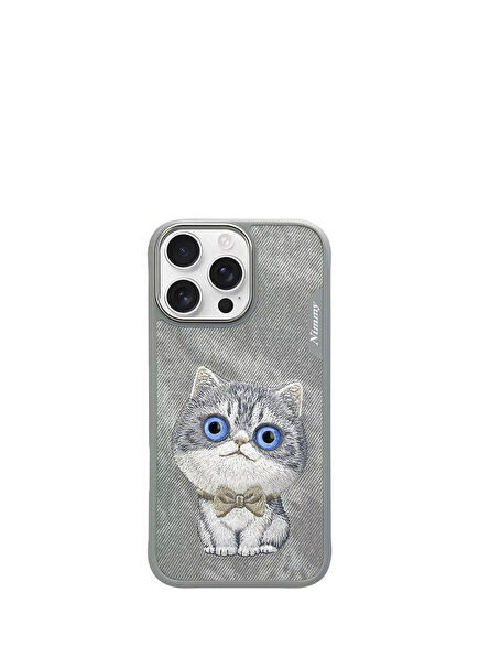 iPhone 16 Pro Max Compatible 3D Eye Cat Detailed Embroidery Embossed New Big Eyes Phone Case