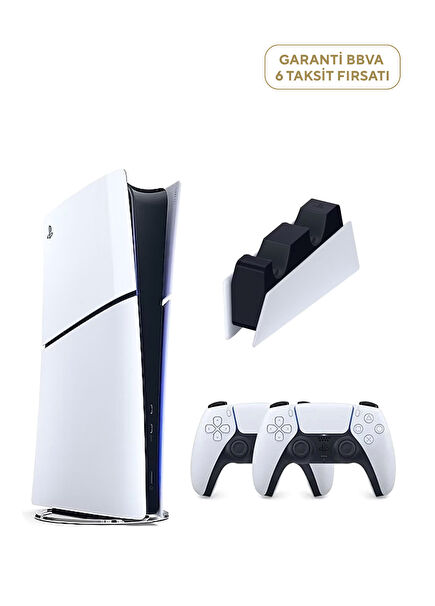PlayStation 5 825 Gb Slim Digital Edition Oyun Konsolu + 2. PS5 Kol + PS5 Şarj İstasyonu
