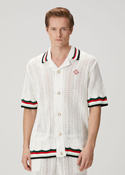 Montagne Ondulee Beyaz Crochet Gömlek