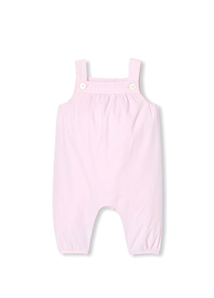 Pembe Retro Kadife Askılı Kız Bebek Salopet