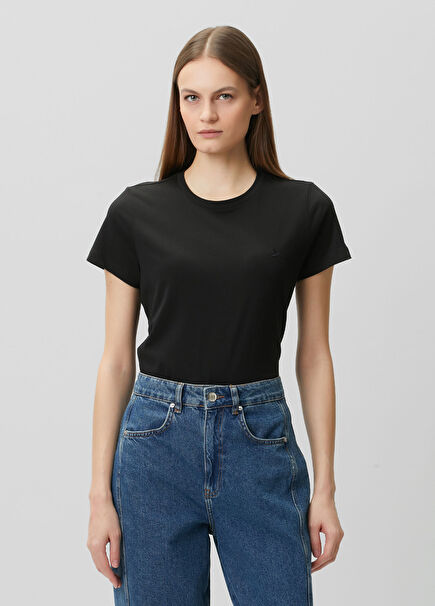 Siyah Dökümlü T-shirt