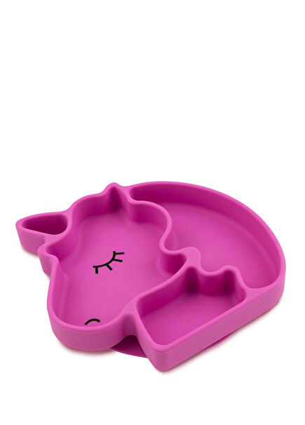 Bumkins Unicorn Tasarımlı Fuşya Silikon Vakumlu Bebek Mama Tabağı