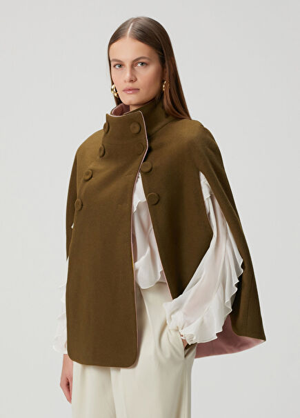 Ren Pembe Haki Çift Taraflı Pelerin