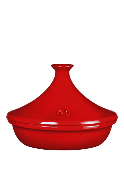 Ateşe Dayanıklı Kırmızı Burgundy Seramik Tajin Tenceresi 32 cm