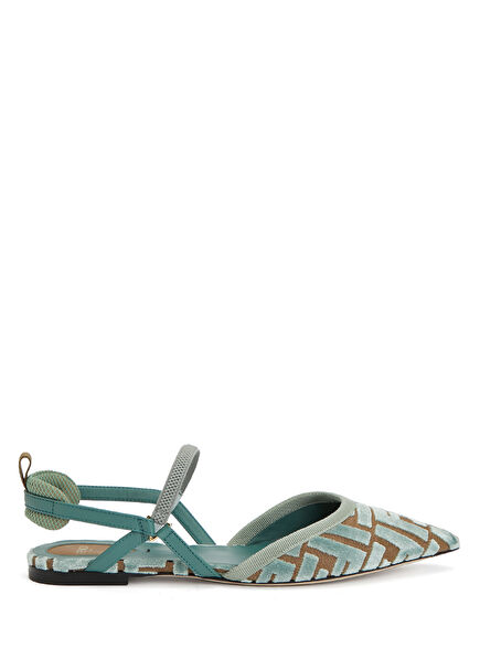 Blue Logo Patterned Ballet Flats