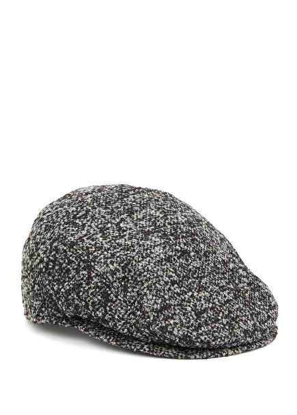 Vincenzo Black Men's Wool Flat Cap