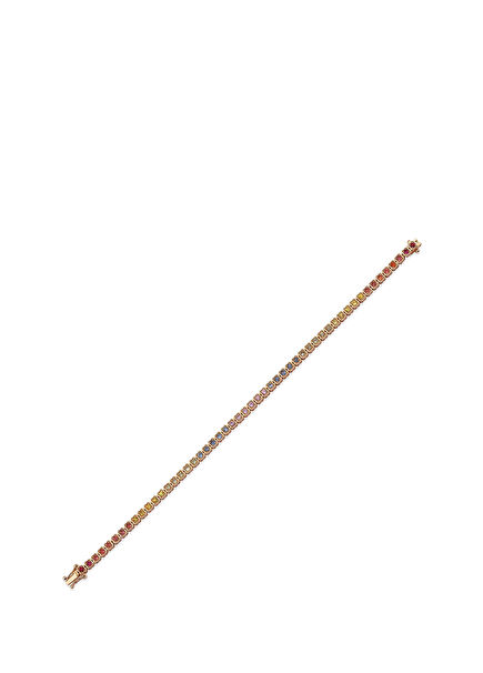 Yuse Rainbow Safir Taşlı 14 Ayar Altın Kadın Bileklik