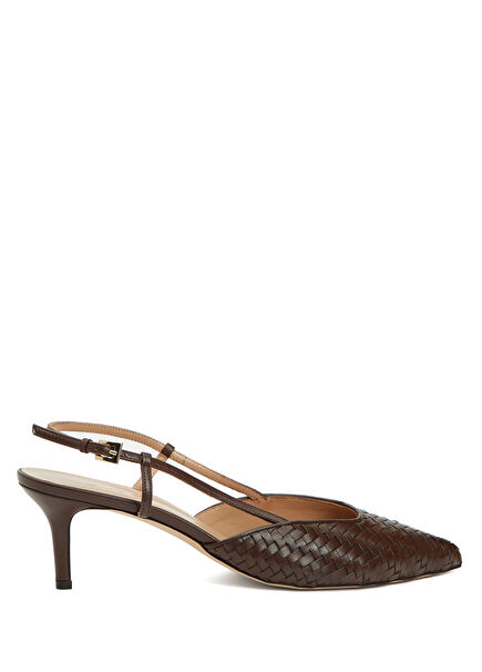 Brown Knit Textured Leather Pump