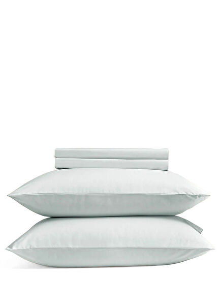 Pure Series Blue Cotton Percale Elasticated Outsized Duvet Cover Set 180x200 cm