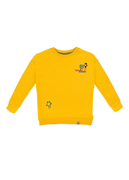 Jumping Shapes Sarı Uzun Kollu Erkek Çocuk Sweatshirt