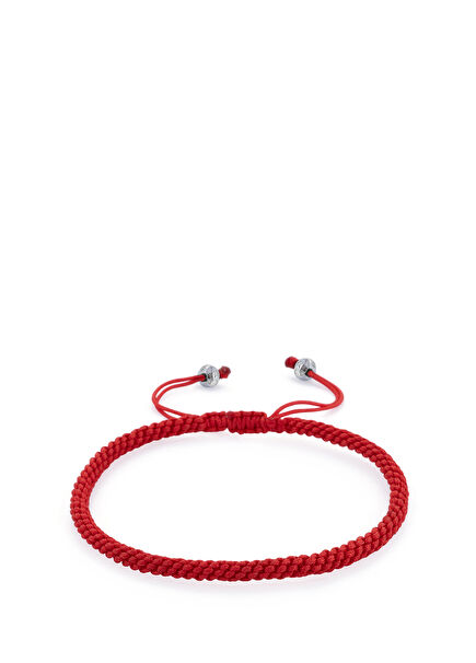 Knot Kırmızı Erkek Gümüş Bileklik