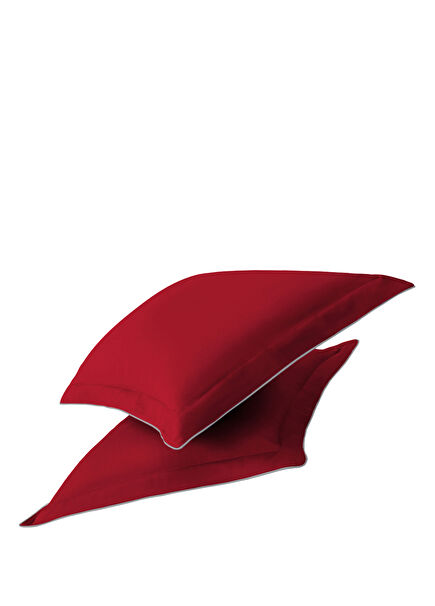 Gray Piped Red Oxford Pillowcase 50x70 cm