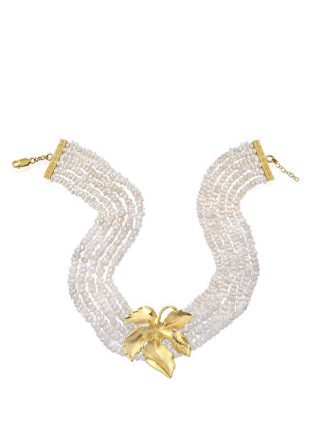 Paola 24 Ayar Altın Kaplama Barok İncili Kadın Choker