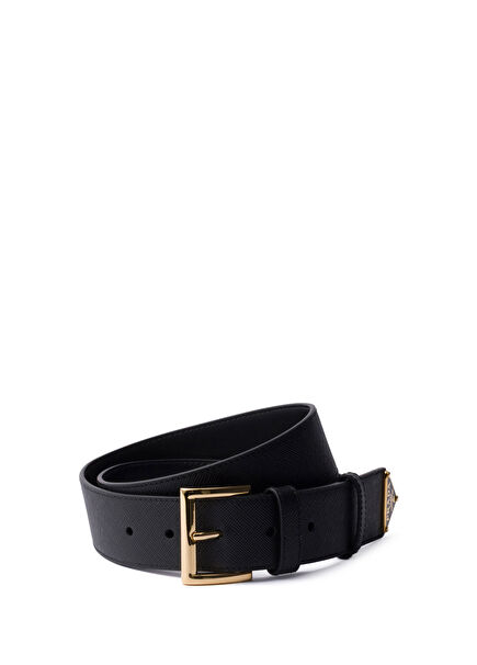 Saffiano Siyah Deri Kadın Kemer