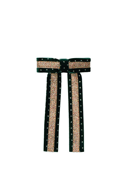 Circus Glitter Bow Green Girls Clasp