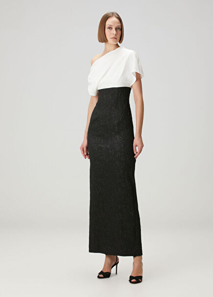 Black White Maxi Evening Dress