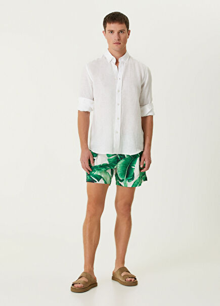 Green Palm Print Swimsuit