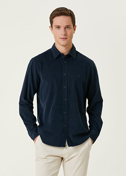 Comfort Fit Lacivert Kadife Corduroy Gömlek