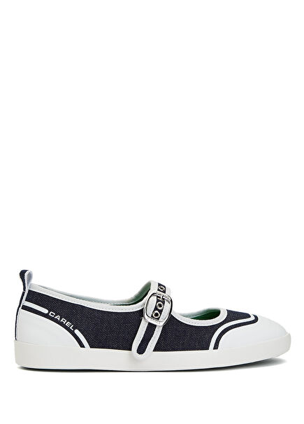 Costa Navy Blue White Women's Ballet Flats