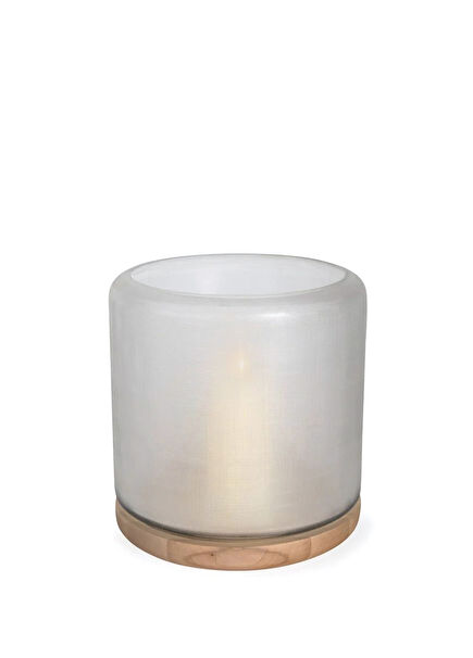 Mumbai Lantern Base Oak Glass Clear Glass Medium Decorative Object