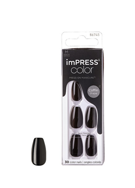 Color Siyah Kendinden Yapışkanlı Uzun Takma Tırnak 