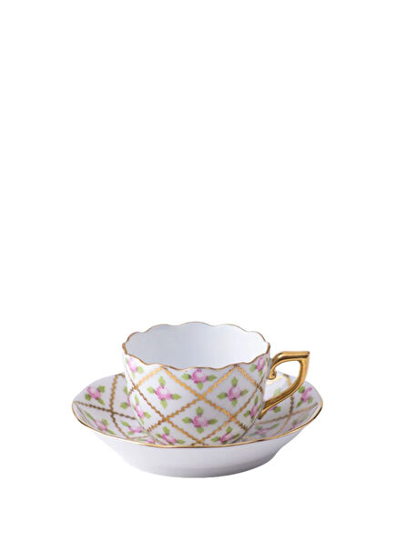 Sprog Patterned Porcelain Coffee Cup and Saucer