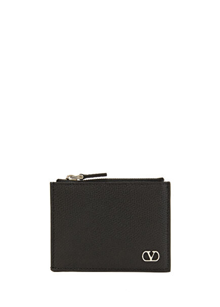 VLogo Signature Black Men's Leather Card Holder