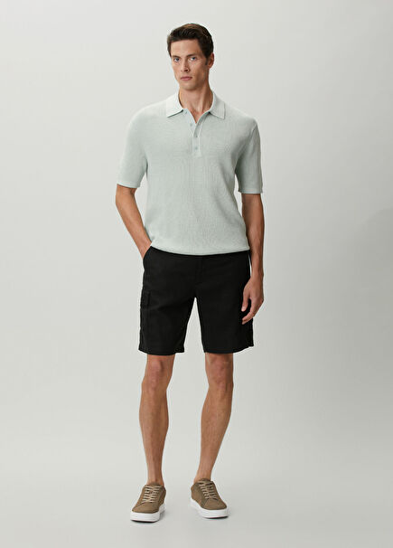 Black Linen Cargo Shorts