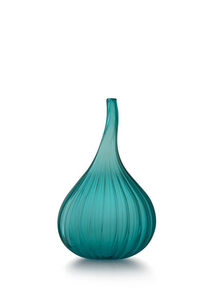 Drops Glossy Peacock Green Glass Small Size Vase