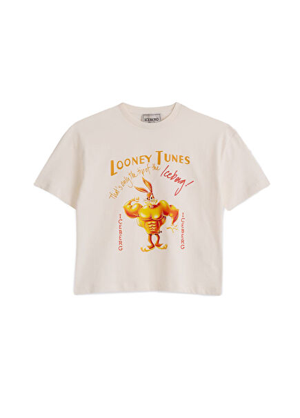 Kırık Beyaz Kısa Kollu Erkek Çocuk T-shirt