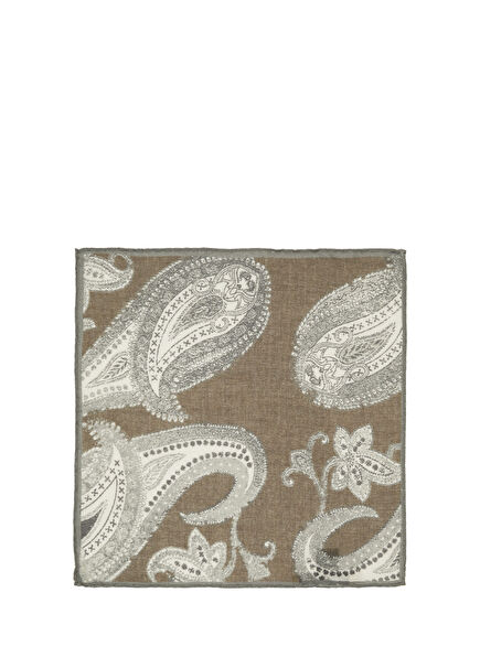 Kahverengi Keten Karışımlı Poşet Mendil