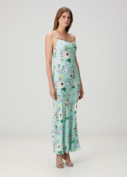 Robe Green Floral Print Maxi Dress