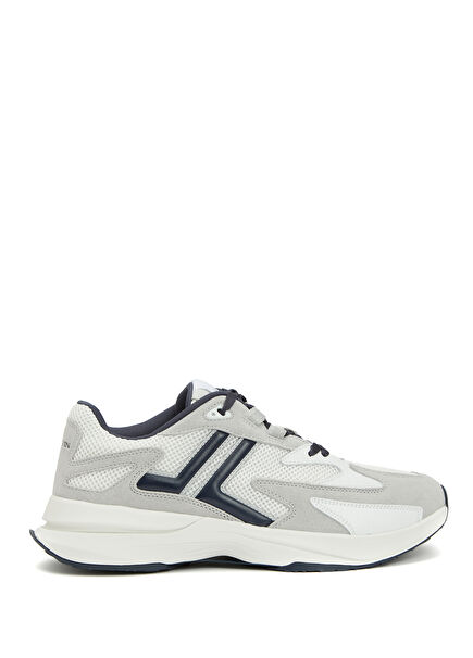 Beyaz Gri Erkek Deri Sneaker