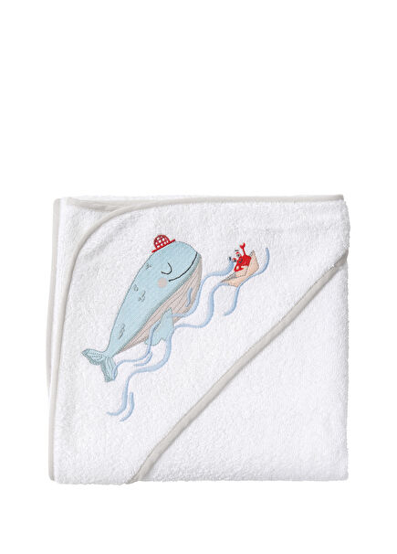 Boubou %100 Organik Pamuklu Nakışlı Bebek Havlu Kundak 80 x 80 cm