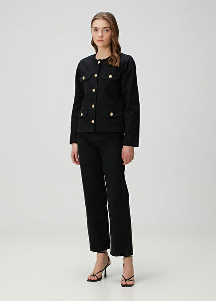 Siyah Flare Jean Pantolon