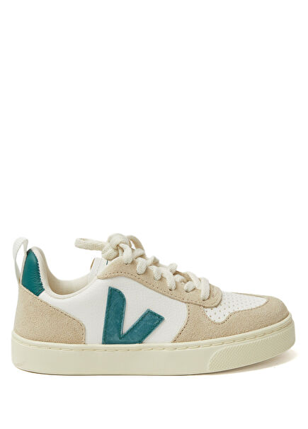 Small V-10 Laces White Leather Unisex Kids Sneaker