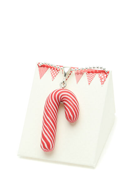 Yılbaşı Baston Kırmızı Beyaz Kız Çocuk Kolye