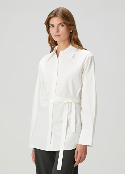 White Poplin Silk Shirt