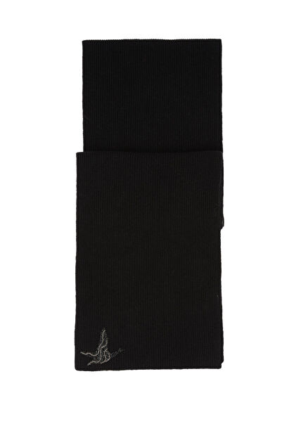 Black Goose Embroidered Women's Wool Scarf