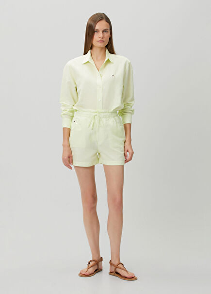 Essential Green Striped Linen Shorts