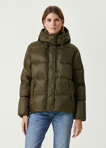 Khaki Hooded Puffer Coat