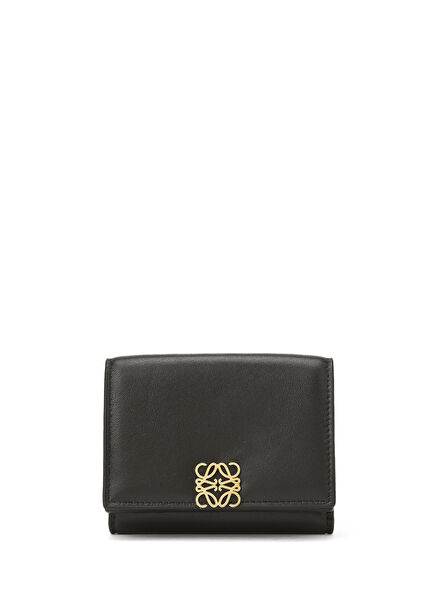 Black Logo Detailed Women's Leather Wallet