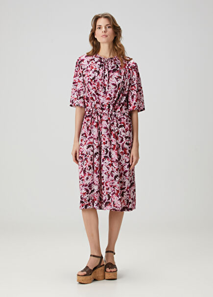 Daffie Fuchsia Printed Midi Dress