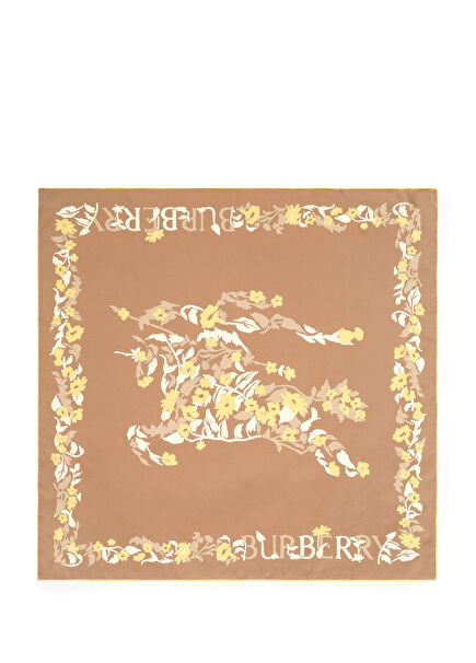 Floral Ekd Silk Bej İpek Kadın Eşarp