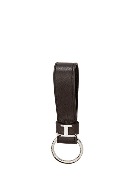 Dark Brown Leather Keychain