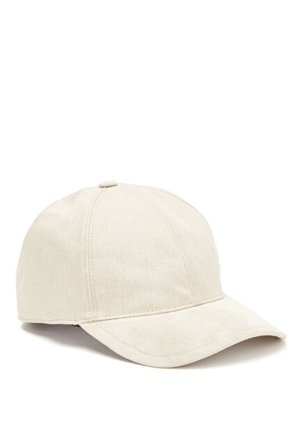 Bej Erkek Keten Şapka