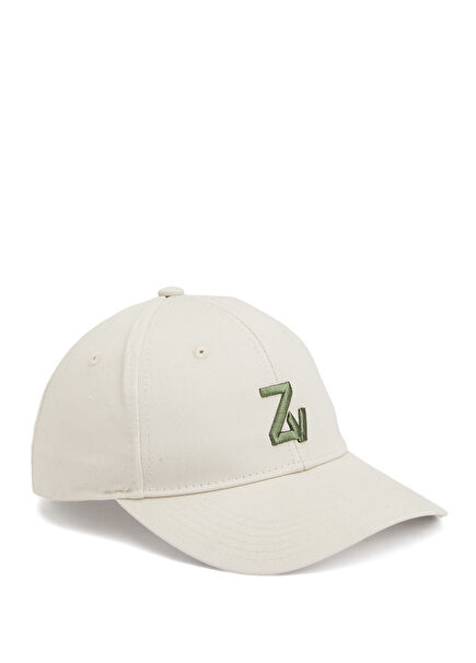 White Logo Embroidered Men's Hat